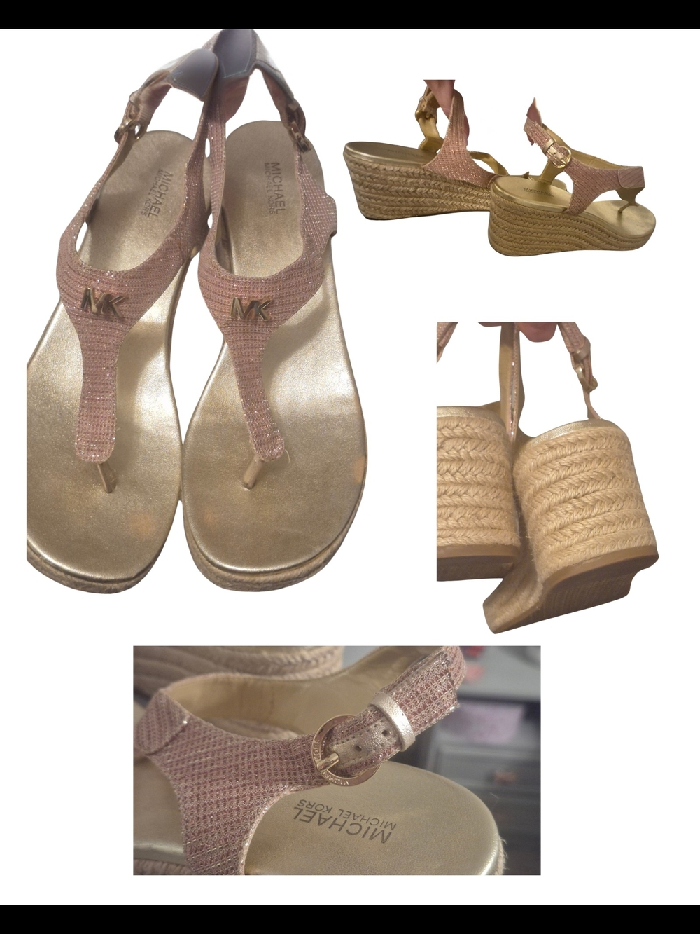 MICHAEL Michael Kors Rose Gold Espadrille Wedge Sandals